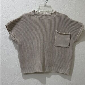 Source Unknown Beige Knit Short Sleeve Top